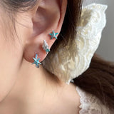 DAIIIBABYYY  -  Marine Style Blue Seashell Stud Earrings for Women Starfish Ear Stud Inlaid Romantic Crystals Girls Fashion Jewelry Summer Gifts