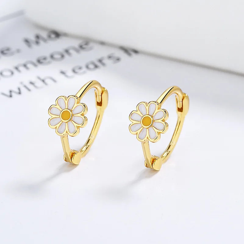 DAIIIBABYYY  -  Korean Sweet and Lovely Daisy Flower Earrings Women's Elegant Delicate Copper Earrings Holiday Party Jewellery Accessories