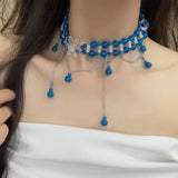 DAIIIBABYYY  -  Crystal earrings fairy aesthetic high-end wedding dress bride clavicle chain