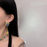 DAIIIBABYYY  -  Retro palace exquisite gem necklace long earrings
