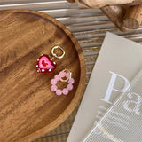 DAIIIBABYYY  -  Trendy Cute Pink Glass Heart Shape Drop Earrings For Women Girls Y2K Fashion Aesthetic Party Jewelry Gifts