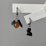 DAIIIBABYYY  -  Fashion Asymmetrical Metal Enamel Glaze Dog Drop Earrings For Women European American Style Earring Party Jewelry Gifts