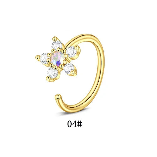 DAIIIBABYYY  -  1Pcs Fashion Star Heart CZ Nose/Lip/Ear Hoops Septum Hoop Nose Ring Crystal Piercing Ear Tragus Cartilage Earrings Body Jewelry