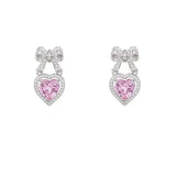 DAIIIBABYYY  -  Korean Elegant Rhinestone Bowknot Drop Earrings For Women Fashion Heart Crystal Pendientes Party Jewelry Gifts