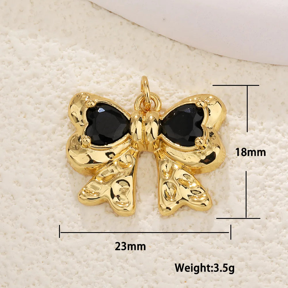 DAIIIBABYYY  -  1 piece Brass Material Cute Zircon Knot Bow Charms For Women DIY Pendant Earrings Bracelet Necklace Jewelry Wholesale