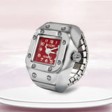 DAIIIBABYYY  -  Punk Fashion Heart Mini Quartz Watch Finger Rings Women Men Couples Clock Retro Elastic Strap Watches Ring Jewelry