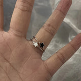 DAIIIBABYYY  -  Pink Acrylic Butterfly Knuckle Ring Set For Women Crystal Enamel Flower Rings Girls Fashion Jewelry