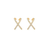 DAIIIBABYYY  -  French Simple X Shape Metal Set Cubic Zirconia Earrings Women's Personalised Hip Hop Style Jewellery Holiday Party Accessories