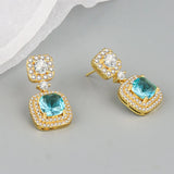 DAIIIBABYYY  -  New Arrival Elegant Shiny CZ Zircon Square Star 925 Silver Needle Ladies Tassels Stud Earrings Jewelry For Women Not Allergic