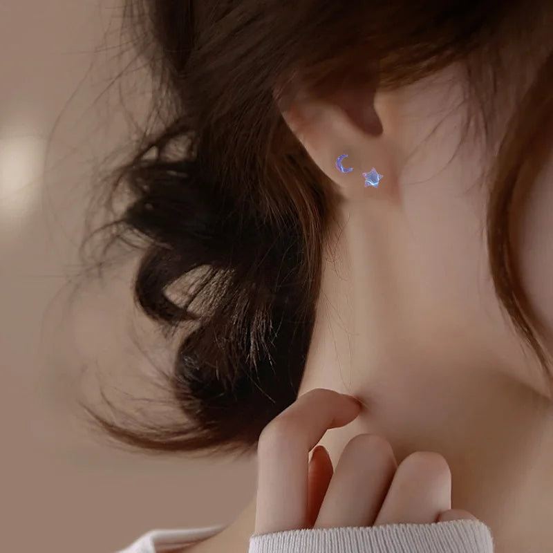 DAIIIBABYYY  -  Fantastic Fairy Colorful Star Moon Stud Earrings Set Women Y2K Pink Purple Transparent Cute Earring Jewelry Gift brincos