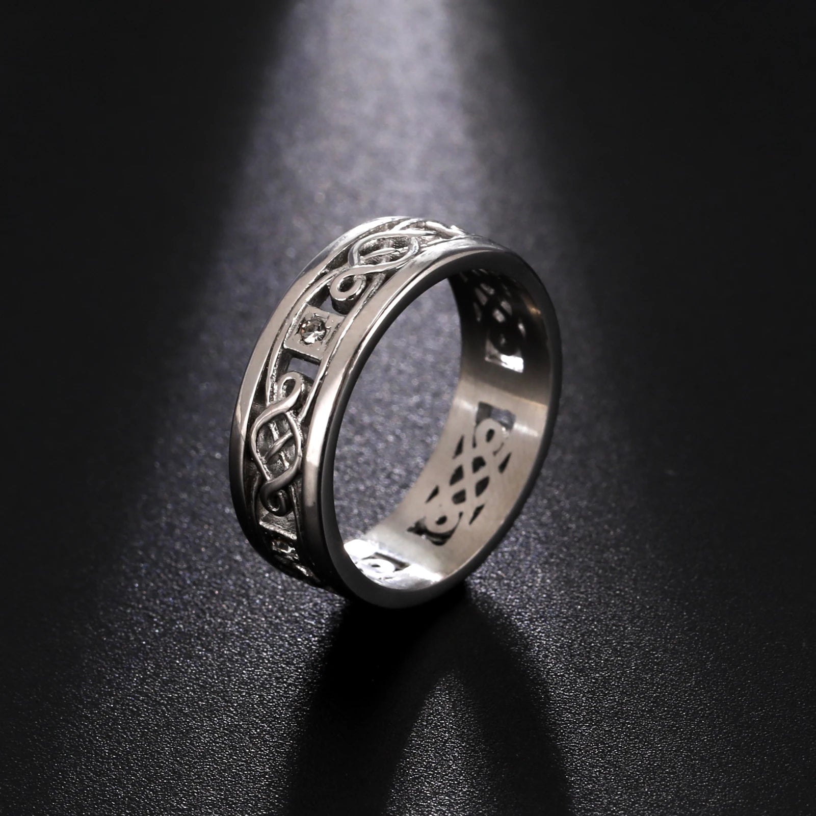 DAIIIBABYYY  -  Irish Celtics Knot Rings Men Women Stainless Steel Clear Zircon Amulet Couple Ring Jewelry Wedding Band Gift 2024 New In