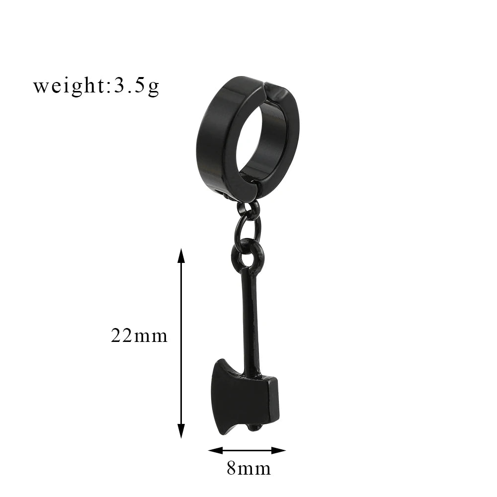 DAIIIBABYYY  -  Fashion Gothic Small Hoop Earrings Set Alloy Korean Style Earrings to Gift Ears Piercing Jewelry Men Accessories for Women