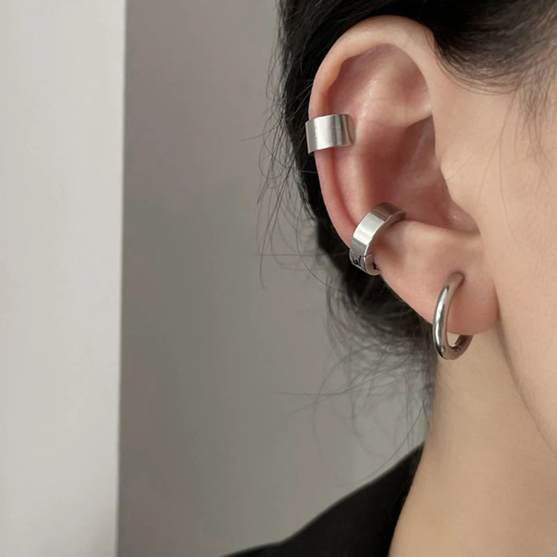 Daiiibabyyy 3Pcs/Set New Long Tassel Ear Cuff No Piercing Earrings Female  Zircon Shining C Shape Design Simple Ear Clip Party Jewelry