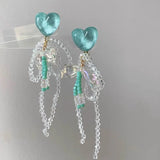 DAIIIBABYYY  -  Blue ice cream love beaded tassel earrings fashion handmade sweet bow earrings