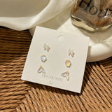 DAIIIBABYYY  -  Geometric Stud Earrings Set Women Laser Colorful Heart Round Butterfly Fish Tail Purple Earring Korean Fashion Jewelry