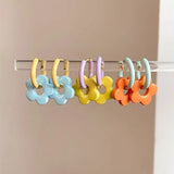 DAIIIBABYYY  -  Colorful Enamel Flower Stainless Steel Ear Buckle Dopamine Sweet Earrings Girls Birthday Party Friendship Jewelry Gifts