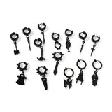 DAIIIBABYYY  -  Fashion Gothic Small Hoop Earrings Set Alloy Korean Style Earrings to Gift Ears Piercing Jewelry Men Accessories for Women