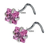 DAIIIBABYYY  -  2PC Fashion Stainless Steel Crystal Nose Septum Piercing Studs 20G Mini Nose Ring Earrings Studs Body Piering Jewelry for Women