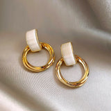 DAIIIBABYYY  -  Creative Geometric Circle Cat Eye Stone Earrings Personality Fashion Wedding Party Ladies Earrings Holiday Girls Jewelry Gift
