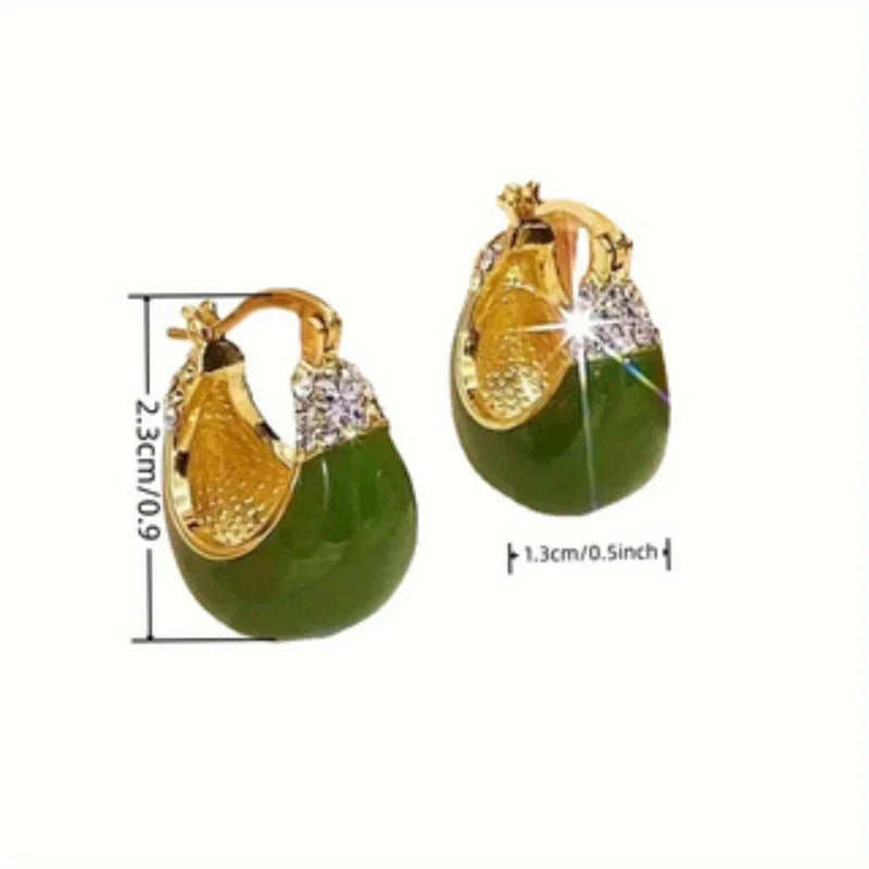 DAIIIBABYYY  -  French Elegant Sparkling Cubic Zirconia Oil Drop Green Earrings Women's Fashion Glamour Jewelry Earrings Holiday Party Gifts