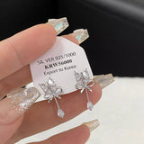 DAIIIBABYYY  -  New Bow Earrings Rhinestones Girls Delicate Compact Fashionable Versatile Suitable Daily Dating Light Luxury Personalized
