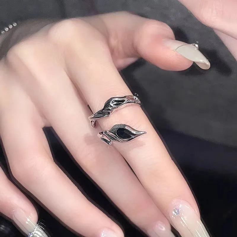 DAIIIBABYYY  -  Irregular Black Cross Star Animal Spider Aesthetic Rings For Women Y2K EMO Gothic Ring Grunge Halloween Rave Jewelry Accessories