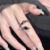 DAIIIBABYYY  -  Irregular Black Cross Star Animal Spider Aesthetic Rings For Women Y2K EMO Gothic Ring Grunge Halloween Rave Jewelry Accessories