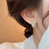 DAIIIBABYYY  -  New Arrival French Light Luxury Zircon Lace Pearl Stud Earrings Fashion Women Geometric Crystal Jewelry Party Gifts