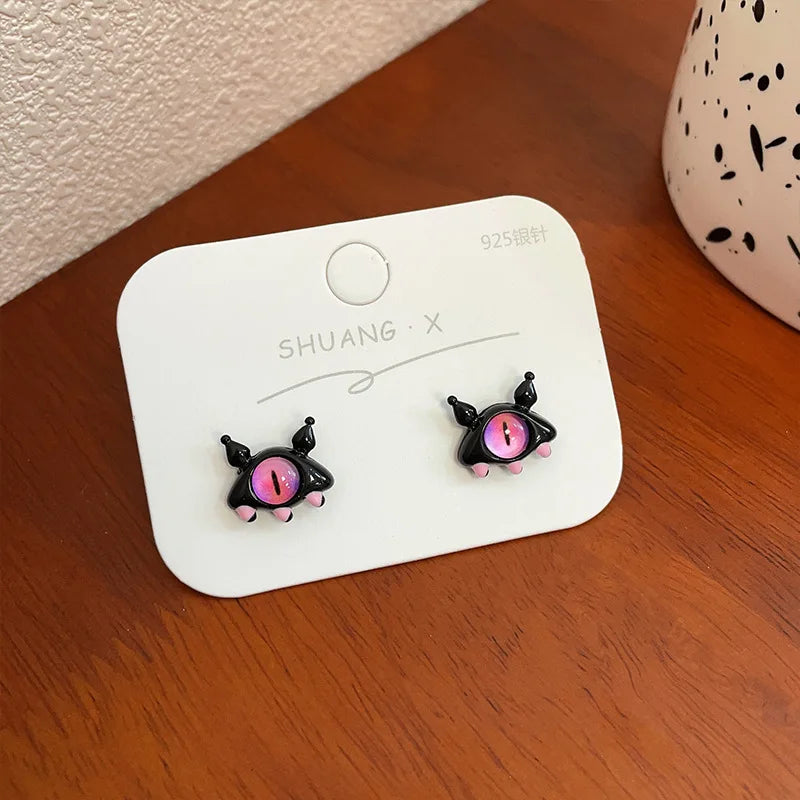 DAIIIBABYYY  -  Cute Green Blue Evil Monster Eyes Stud Earrings Women Kids Halloween Animal Rabbit Big Eyes Goth Cross Earring Jewelry