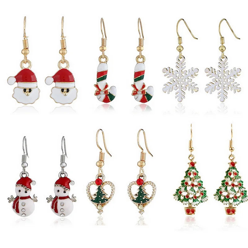 DAIIIBABYYY  -  Christmas Tree Santa Claus Drop Earrings Women Fashion Zircon Snowflakes Snowman Earring Jewelry Girlfriends Xmas Gifts