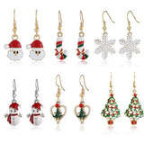 DAIIIBABYYY  -  Christmas Tree Santa Claus Drop Earrings Women Fashion Zircon Snowflakes Snowman Earring Jewelry Girlfriends Xmas Gifts
