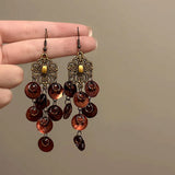 Daiiibabyyy  Boho Natural Shell Tassel Earring for Women Ethnic Gold Plated Flower Long Dangle Earrings Summer Fashion Jewelry Gift