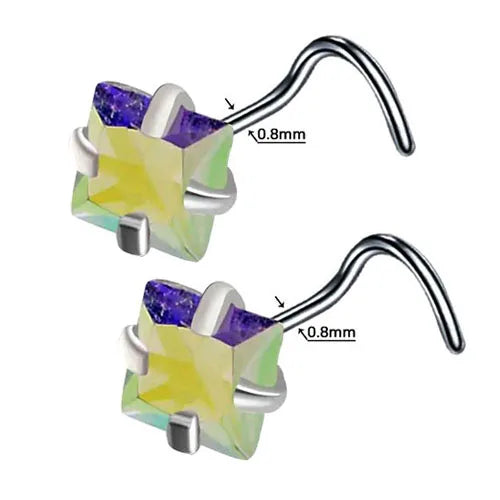 DAIIIBABYYY  -  2PC Fashion Stainless Steel Crystal Nose Septum Piercing Studs 20G Mini Nose Ring Earrings Studs Body Piering Jewelry for Women