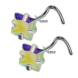 DAIIIBABYYY  -  2PC Fashion Stainless Steel Crystal Nose Septum Piercing Studs 20G Mini Nose Ring Earrings Studs Body Piering Jewelry for Women