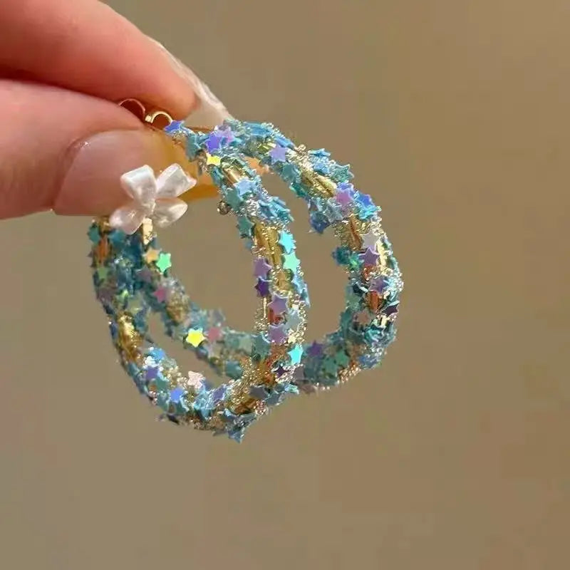 Daiiibabyyy  Large Acrylic Star Butterfly Earrings Fashionable Geometric Shaped Dangle Studs for Women Girls