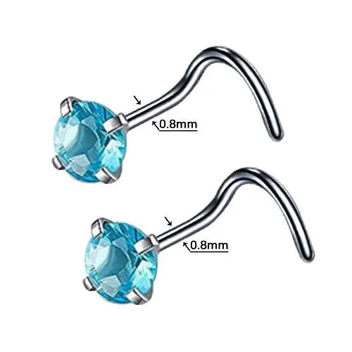 DAIIIBABYYY  -  2PC Fashion Stainless Steel Crystal Nose Septum Piercing Studs 20G Mini Nose Ring Earrings Studs Body Piering Jewelry for Women