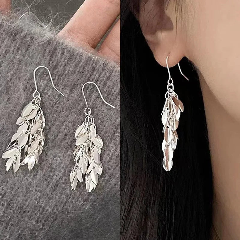 DAIIIBABYYY  -  Trend Geometry Rhombus Drop Earrings for Women Fashion Gold Silver Color Long Tassels Earring Jewelry Wedding Party Gifts
