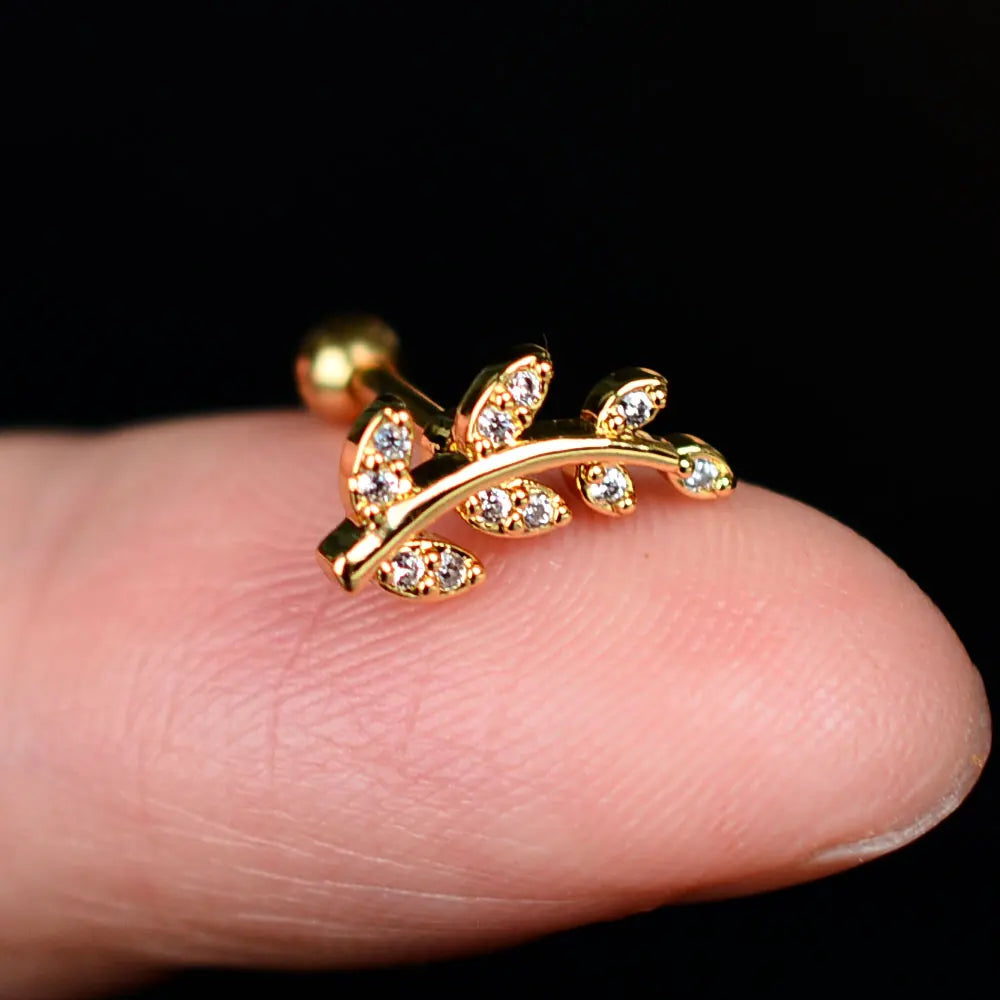 DAIIIBABYYY  -  1pcs New Style Stainless Steel Ear Piercing Cz Stud Earrings Snake Moon Round Ball Arc Cartilage Helix Conch Screw Back Earring