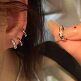 DAIIIBABYYY  -  Stainless Steel Y2K Zircon Metal Earrings Set Crystal Sweet Cool Aesthetic Creative Design Earrings Jewelry Accessorie Gifts