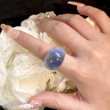DAIIIBABYYY  -  Trendy Gradient Colorful Transparent Resin Acrylic Big Ring Geometric Oval Finger Rings For Women Fashion Hand Stackable Jewelry