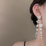 DAIIIBABYYY  -  Personalized round micro-set geometric tassel stud earrings