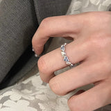DAIIIBABYYY  -  Blue Zircon Love Heart Rings For Women Girls Fashion Temperament Sweet Elegant Gentle Romantic Anniversary Jewelry Gifts