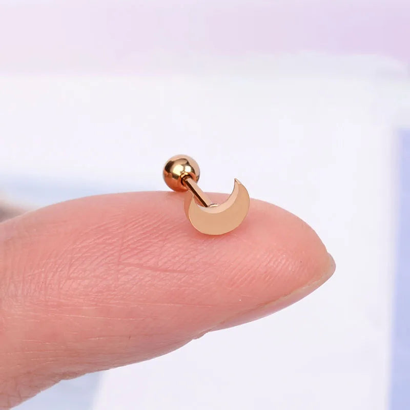 DAIIIBABYYY  -  1Pc Stainless Steel Star Moon Mini Earrings for Women Jewelry  Fashion Heart Butterfly Piercing Stud Earrings for Mother Day