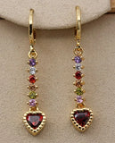 DAIIIBABYYY  -  Fashion Sparkling Colorful Cubic Zirconia Pendant Earrings Multicolor Stone Leaves Rose Gold Charming Pendant Earrings Jewelry