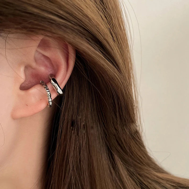 Daiiibabyyy  Punk Irregular Geometric Ear Cuff Earrings for Women Non-Piercing Metal Ear Clip Earring Fake Cartilage Fashion Jewelry Party