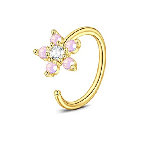 DAIIIBABYYY  -  1Pcs Fashion Star Heart CZ Nose/Lip/Ear Hoops Septum Hoop Nose Ring Crystal Piercing Ear Tragus Cartilage Earrings Body Jewelry