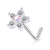 DAIIIBABYYY  -  1PC Stainless Steel Small Nose Rings Crystal Zircon Butterfly Flower Heart Nose Studs 20G Body Piercing Jewelry For Women Men