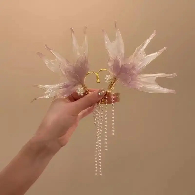 DAIIIBABYYY  -  Summer Sweet Fairy Cosplay Hanfu Accessories Female Mermaid Earrings Ear Hook Elf Tassel Hair Accessories Photography Props