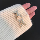 DAIIIBABYYY  -  French Simple X Shape Metal Set Cubic Zirconia Earrings Women's Personalised Hip Hop Style Jewellery Holiday Party Accessories