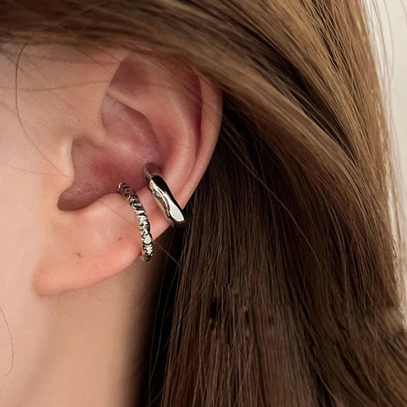 Daiiibabyyy  Punk Irregular Geometric Ear Cuff Earrings for Women Non-Piercing Metal Ear Clip Earring Fake Cartilage Fashion Jewelry Party